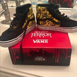 Vans Black and Yellow High-Top Sneakers